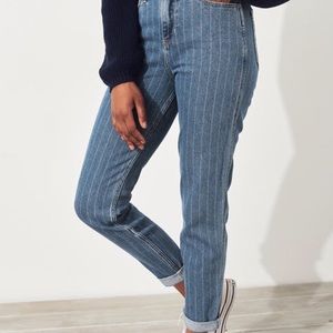 Hollister Striped High-Rise Mom Jeans